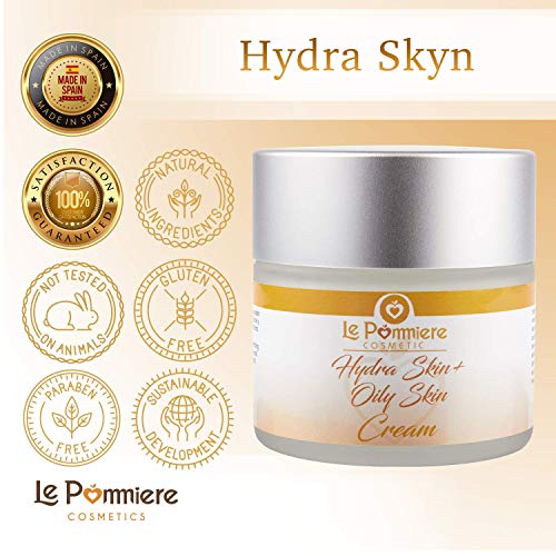 Crema hidratante facial 50ml piel grasa, mixta y acnéica. Hombre o mujer. Anti edad con Ácido Hialurónico, Vitamina A, E. Hidrata la cara o rostro sin dejar brillo. Adolescentes, jóvenes y adultos