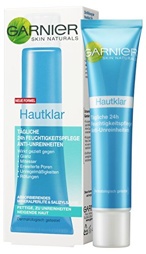 Crema hidratante facial de Garnier 24 h anti impurezas para pieles grasas, 3 botes de 40 ml.