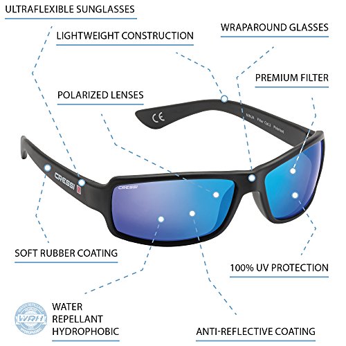 Cressi Ninja Gafas, Unisex Adulto, Negro/Lentes espejadas Azul, Ultra Flex Talla única