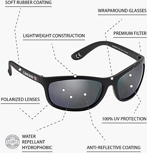 Cressi Rocker Gafas de Sol, Unisex Adulto, Negro Brillante/Lente Gris, Talla Única