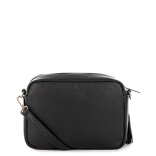 Crossbody Lancaster Mademoiselle Ana en piel martillada negra