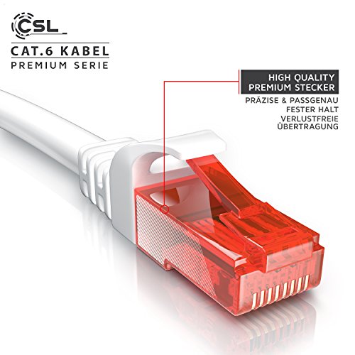 CSL - 2m Cable de Red Gigabit Ethernet LAN Cat.6 RJ45-10 100 1000Mbit s - Cable de conexión a Red - UTP - Compatible con Cat.5 Cat.5e Cat.7