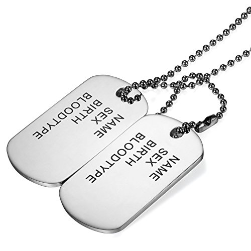 Cupimatch Chapas Militares Personalizadas de Acero Inoxidable Estilo Ejército Americano Dog Tag Joyería de Moda Hipoalergénico Original Regalo San Valentín/Navidad