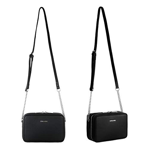 David Jones - Bolso Bandolera Cuadrado Mujer - Bolsos Cruzados Hombro Pequeños - Bolso de Mano Cadena Cuero PU - Bolso de Embrague Noche - Crossbody Messenger Bag Clutch Pochette Moda - Negro