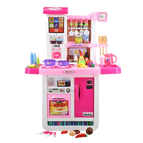 deAO Cocinita "Mi Pequeño Chef" con Características de Sonidos, Panel Táctil y Agua Más de 40 Accesorios Incluidos (Rosa) , color/modelo surtido