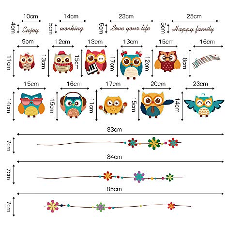 decalmile Pegatinas de Pared Animales Búho Vinilos Decorativos Infantiles Música Adhesivos Pared Habitación Bebe Niños Guardería Dormitorio