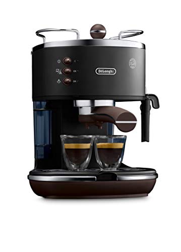 DeLonghi ECOV311.BK Cafetera Espresso Vintage Icona, Independiente, Semi-autom?tica, 1050 W, 1.4 L, 15 bares, color negro
