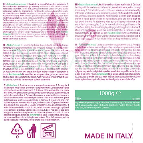 Dermawax 1 kg Rosa perla de Cera caliente Cera depilatoria caliente, para pieles sensibles et normal, áreas faciales axilas, faciales Cera sobre, La carrocería completa Depilación brasileña