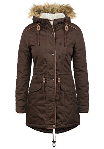 Desires Anna Parka Abrigo Chaqueta De Invierno con Forro De Peluche Y Capucha Efecto Pelo para Mujer con Capucha con Forro Suave De Peluche, tamaño:XS, Color:Coffee Bean (5973)