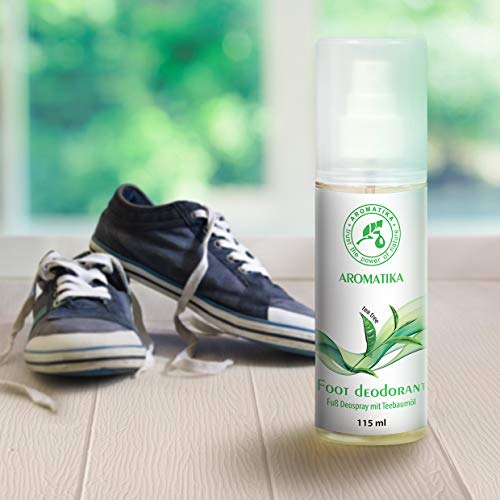 Desodorante en Aerosol para Pies con Aceite de Arbol Del Té (Tea Tree) y Menta 100% Natural 115ml - para el Cuidado Del Pie y Eliminar el Mal Olor - Aerosol para Pies