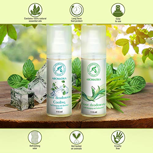 Desodorante en Aerosol para Pies con Aceite de Arbol Del Té (Tea Tree) y Menta 100% Natural 115ml - para el Cuidado Del Pie y Eliminar el Mal Olor - Aerosol para Pies