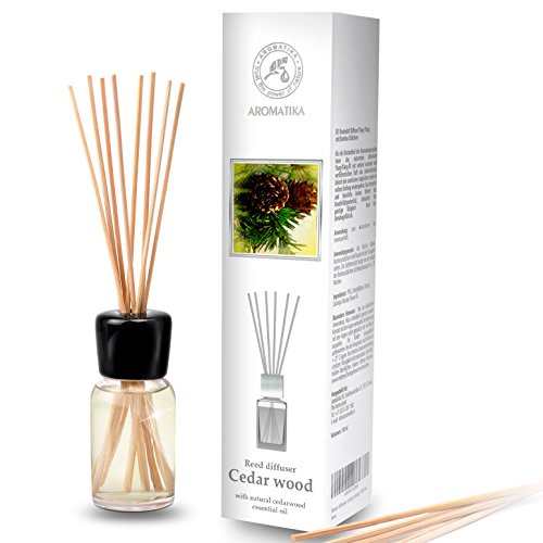 Difusor de Cedro con Aceite Natural 100ml - con 8 Palitos de Bambú - Aroma Suculento & Duraderas - 0% Alcohol - Aromatizar el Aire Interno para Cuartos - Boutiques - Restaurantes - Aromaterapia