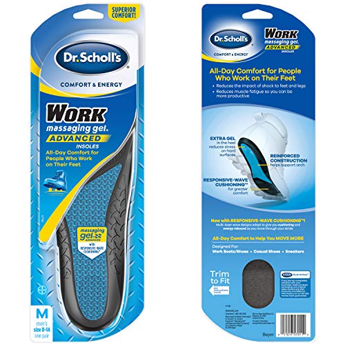 Dr. Scholl's Plantillas de trabajo cómodas y energéticas para hombres, 1 par, tamaño 8 – 14