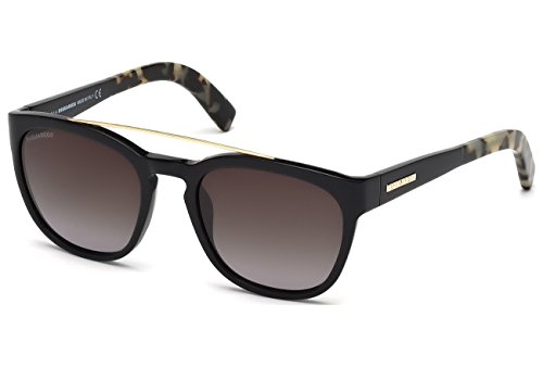 DSQUARED2 DQ0164 01B 54 Monturas de gafas, Negro (Negro LucidoFumo Grad), 54.0 Unisex Adulto