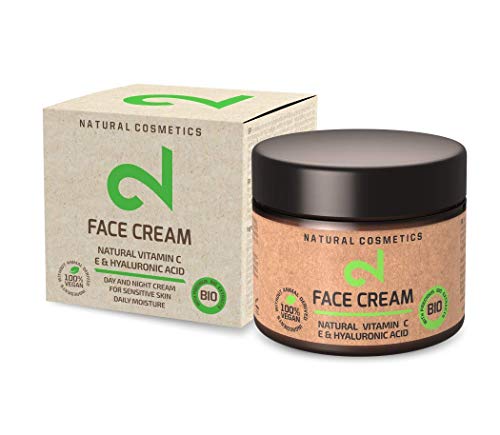 DUAL Day & Night Face Cream|Crema Facial Hidratante Para Noche y Día 100% Natural, Vegana Con Microalgas y Brócoli|Fuente de Vitamina C, Ácido Hialurónico|Anti-edad|Certificado|50ml|Hecho en Alemania
