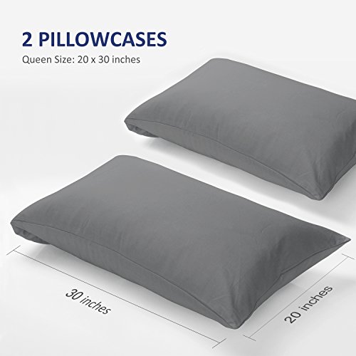 Duractron Funda de Almohada suave Microfira fibra fina Queen (50 x 75 cm, 2 unidades, Gris)