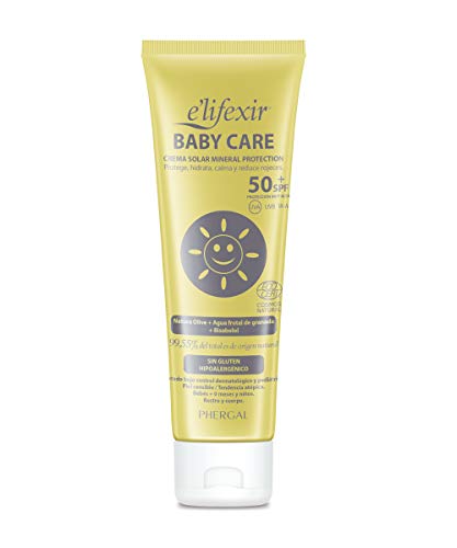 Elifexir Baby Care - Crema Solar Niño y Bebé | Hidratante, Nutritiva, Resistente Agua | Protector Solar UVA/UVB/IR-A | 100% Filtros Minerales | Sin Parabenes | Hipoalergénica | Piel Sensible -100ml