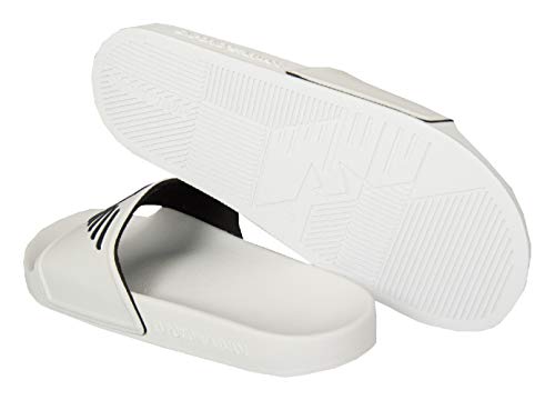 Emporio Armani Zapatillas de hombre plastic shoes beachwear artículo X4PS01 XL828 SLIPPER made in Italy, M586 Optical white + navy, EU 39 - UK 6 - USA 6,5 - CN 251/88