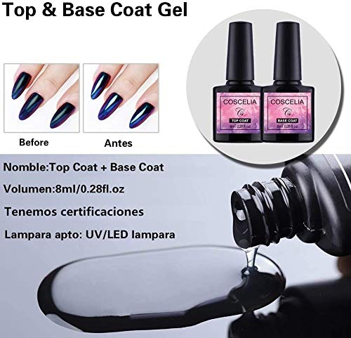 Esmaltes de Uñas 12pcs Kit de Esmaltes Semipermanentes para Uñas Soak off 8ml Lamparas 24W UV/LED para Uñas de Gel Base Coat Top Coat Accesorio de Mancura Pedicura Kit