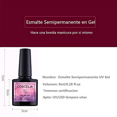 Esmaltes de Uñas 12pcs Kit de Esmaltes Semipermanentes para Uñas Soak off 8ml Lamparas 24W UV/LED para Uñas de Gel Base Coat Top Coat Accesorio de Mancura Pedicura Kit