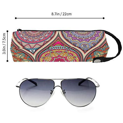 Estuche para lápices Gafas de sol Vintage Bohemio Indio Turco Floral Mandala Str Cosméticos Estudiantes Papelería Bolsa Cremallera para niñas Niños