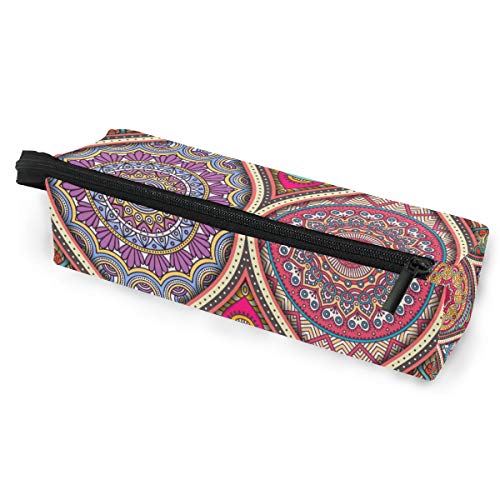 Estuche para lápices Gafas de sol Vintage Bohemio Indio Turco Floral Mandala Str Cosméticos Estudiantes Papelería Bolsa Cremallera para niñas Niños