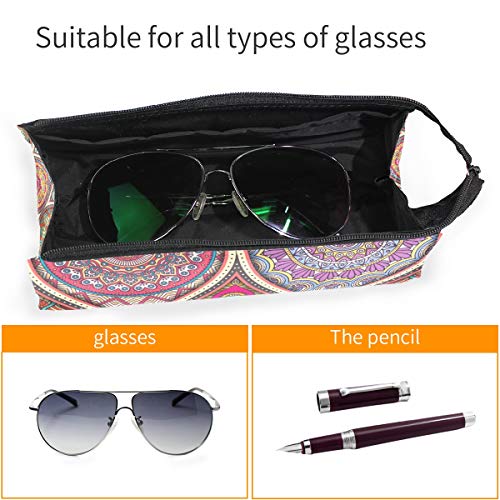 Estuche para lápices Gafas de sol Vintage Bohemio Indio Turco Floral Mandala Str Cosméticos Estudiantes Papelería Bolsa Cremallera para niñas Niños