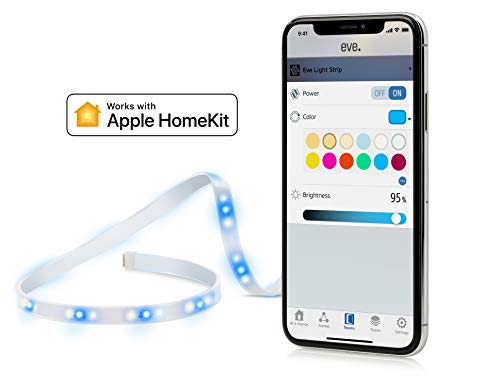 Eve Light Strip - Tira de luz LED inteligente, luz blanca de espectro completo y a color, 1800 lúmenes, no necesita centralita (Apple HomeKit)