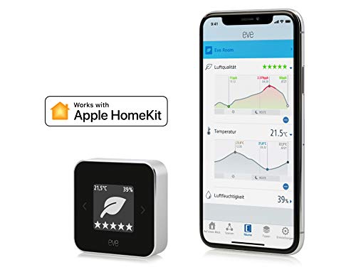 Eve Room - Monitor de calidad del aire, última generación, non occorrono bridge o gateway, negro (Apple HomeKit)