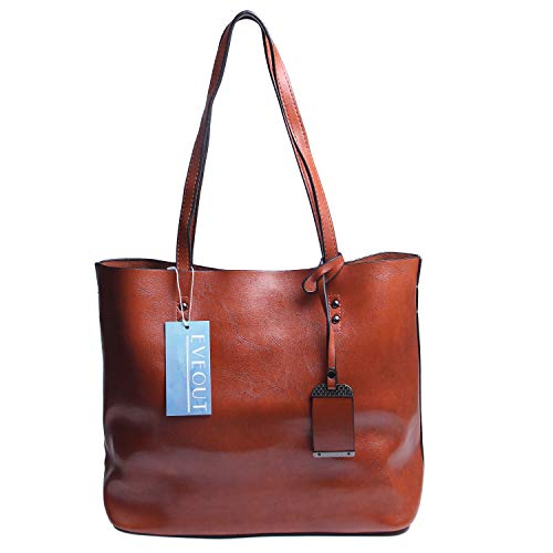 EVEOUT Bolso de Cuero Vegano Suave para Mujer,Bolsos de Mano Retro, Bolso de Hombro con Asa Superior para el Trabajo Casual, Bolso Clásico de Hobo con Borla Bolsas de Viaje para Mujer