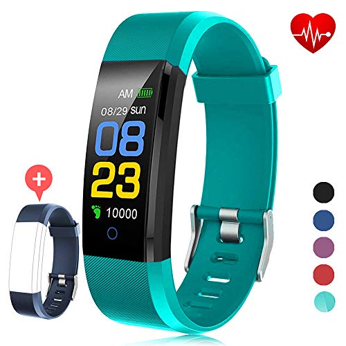 F-FISH Pulsera Actividad Inteligente Pantalla Color Reloj con Pulsómetro Impermeable Monitor de Ritmo Cardíaco Podómetro Deportiva Fitness Tracker para Mujer Hombre Niños