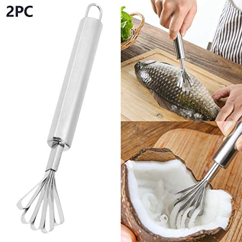 FBGood - Removedor de Escamas de Pescado de Acero Inoxidable, Herramienta de raspado de Cocina, 2 pc