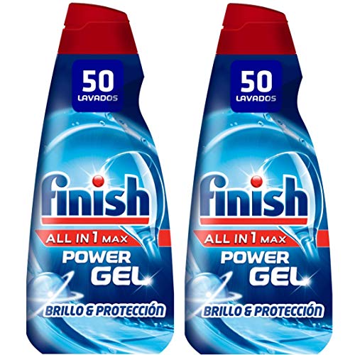 Finish All in 1 Max Power Gel Brillo & Protección Detergente Gel para el Lavavajilla, 2 unidades - 100 lavados