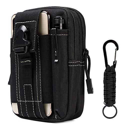 flintronic Bolsa Cintura Táctica, Bolso Cinturón Táctica Militar Compacta 1000D Nylon para Herramientas Pequeñas de Multiusos Teléfono Móvil al Aire Libre Deportes Senderismo y Camping, con Mosquetón