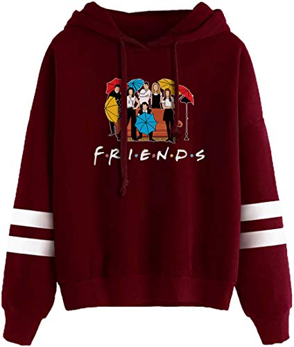 FLYCHEN Mujer Sudaderas con Capucha Amigo Sudadera Friends Amigo Programa de televisión Suéter con Capucha Divertido Tops Ropa (Rojo Sofá 656, M)