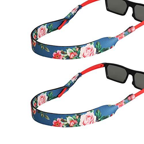 FTALGS Correa de Gafas de Sol [2 Paquetes] Cómodo y Suave Cuerda de Gafas de 100% Neopreno, Mantiene sus Gafas de Seguridad ya sea Ir Deja que uses tus gafas como quieras (Colorear)