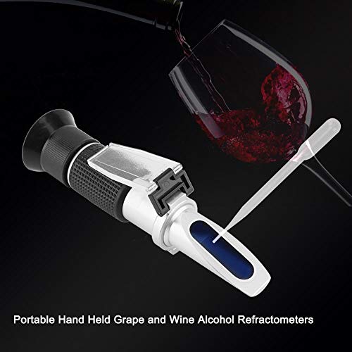 FTVOGUE Alcohol de Vino Refractometers Mano de UVA ATC Herramienta de medición de Alcohol 0 – 25% Brix 0 – 40% Baume 0 – 22