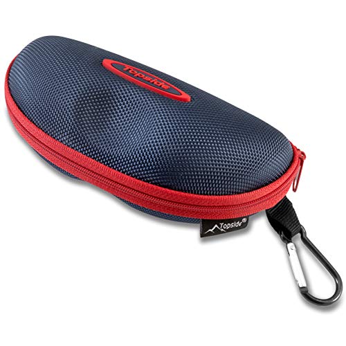 Funda gafas rígida (negro, azul o rojo). Apertura y cierre con cremallera, mosquetón para enganchar.