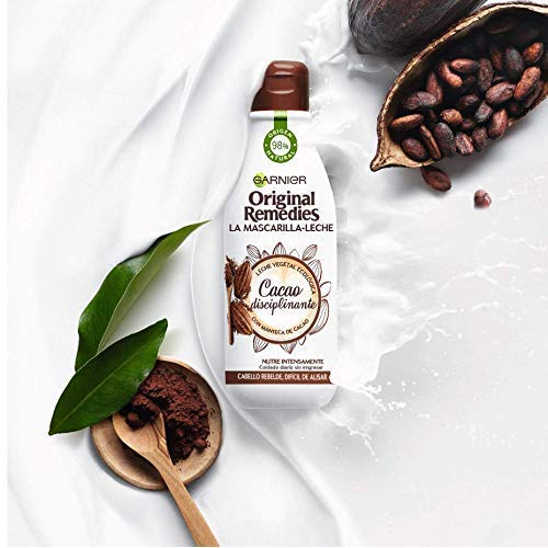 Garnier Original Remedies La Mascarilla Leche Cacao disciplinante para pelo rebelde o difícil de alisar - Paquete de 3 x 250 ml (Total: 750 ml)