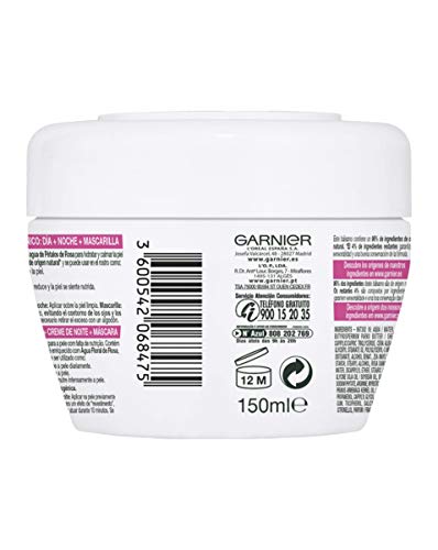 Garnier Skin Active Balsamo Calmante Botanico de Dia y de Noche y Mascarilla con Agua de Rosas - 2 Paquetes (2 x 140 ml)