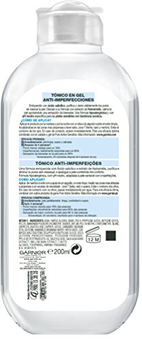 Garnier Skin Active - Pure Sensitive Tónico en Gel Anti Imperfecciones, para Piel Sensible con Tendencia Acnéica, 200 ml