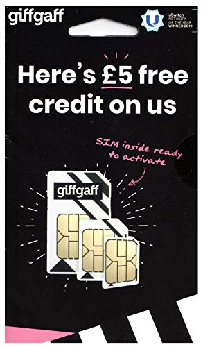 GiffGaff Triple tarjeta SIM 2 G/3G/4G PAYG Pague sólo lo que hable con £5 libras de crédito gratis (después de la activación)