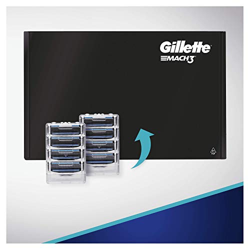 Gillette Mach3 - 18 Cuchillas de Afeitar, Paquete Apto para el Buzón de Correos, con Hojas más Fuertes que el Acero