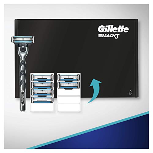 Gillette Mach3 Maquinilla para Hombre + 6 Recambios, Paquete Apto para el Buzón de Correos