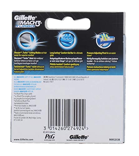 Gillette mach3 turbo - Recambios para cuchillas de afeitar (8 unidades)