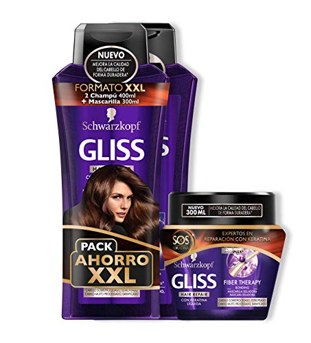 Gliss - 2 Champús 400 ml + Mascarilla Fiber Therapy - Schwarzkopf