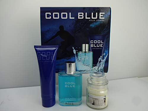 Gloria cosméticos Cool azul perfume con piel auténtica cartera y manicura Set de regalo perfume Plus libre solicitudes Eau de Toilette para hombres, 2 piezas