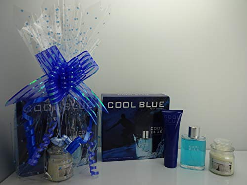 Gloria cosméticos Cool azul perfume con piel auténtica cartera y manicura Set de regalo perfume Plus libre solicitudes Eau de Toilette para hombres, 2 piezas