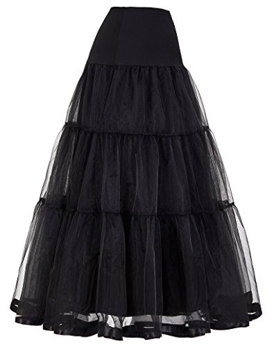 GRACE KARIN Mujeres Enaguas Largas Rockabilly Pin Up para Bodas Damas Negro XL