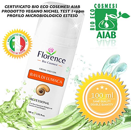 Grande 100ml. Bio Crema de Baba Caracol. Hidratante facial con Ácido Hialurónico y Vitamin C. 20+ Ingredientes Antiedad y Antiarrugas para la cara y Contorno de Ojos. Crema de Dia/Noche y Mujer/Hombre